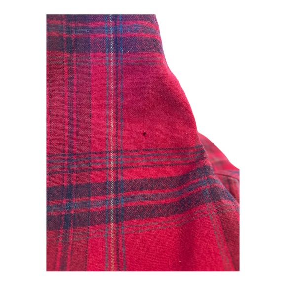 80s PENDLETON WOOL RED BLACK & BLUE PLAID BUTTON DOWN SHIRT W LOSE FLAP POCKETS - Picture 6 of 7